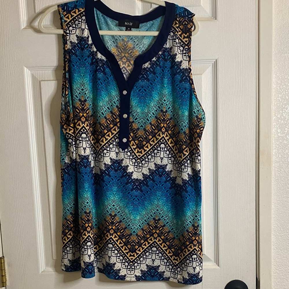 NAIF Blue and Gold Chevron Tank Top